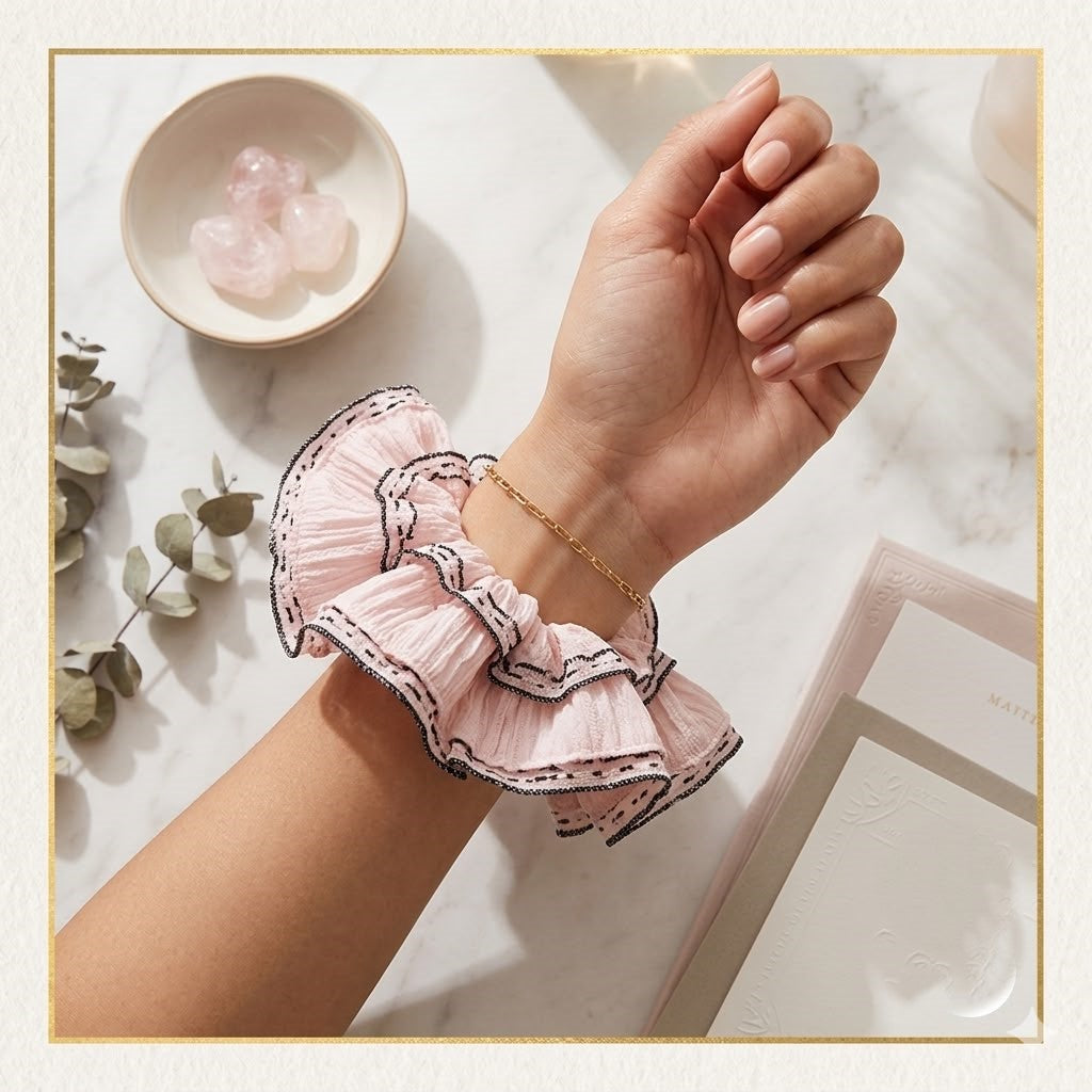 Blush Ruffle Scrunchie - Set Of 4
