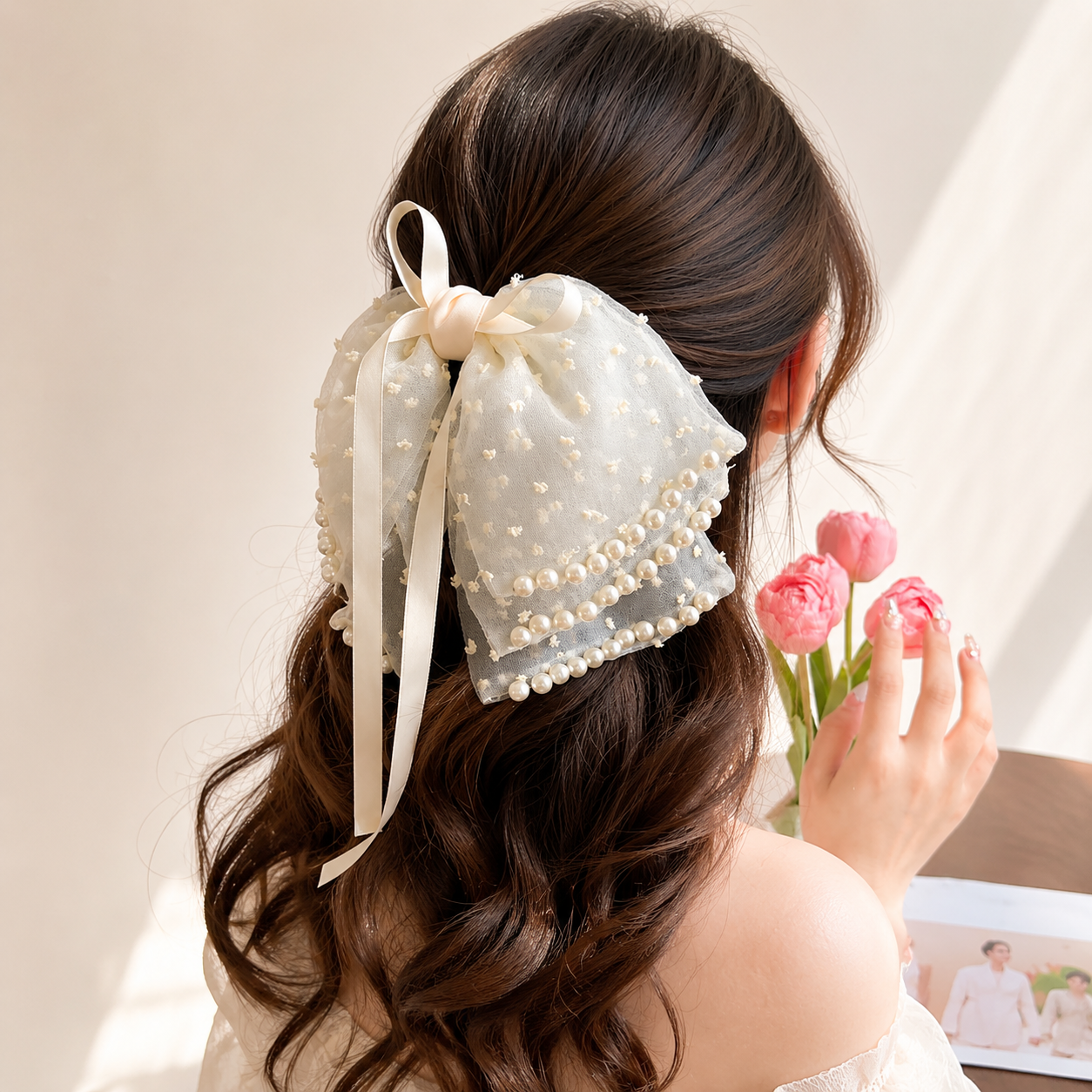 Luxe Pearl Serenity Bowknot Claw