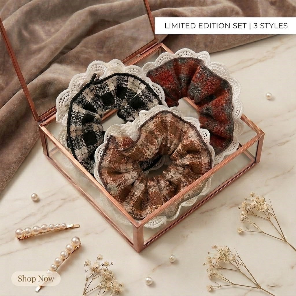 Autumn Mocha Lace Scrunchie