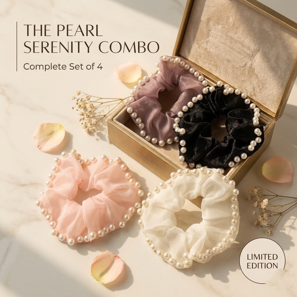 Pearl Serenity Scrunchie - Set Of 4