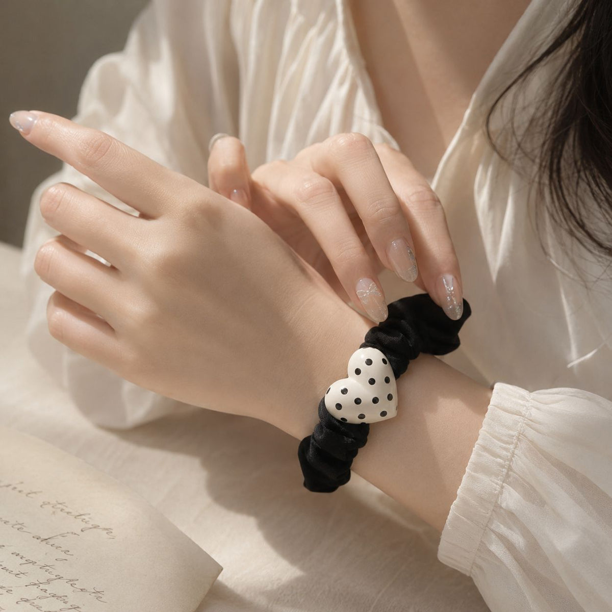 Polka-Dot Heart Hair Tie - Set Of 2