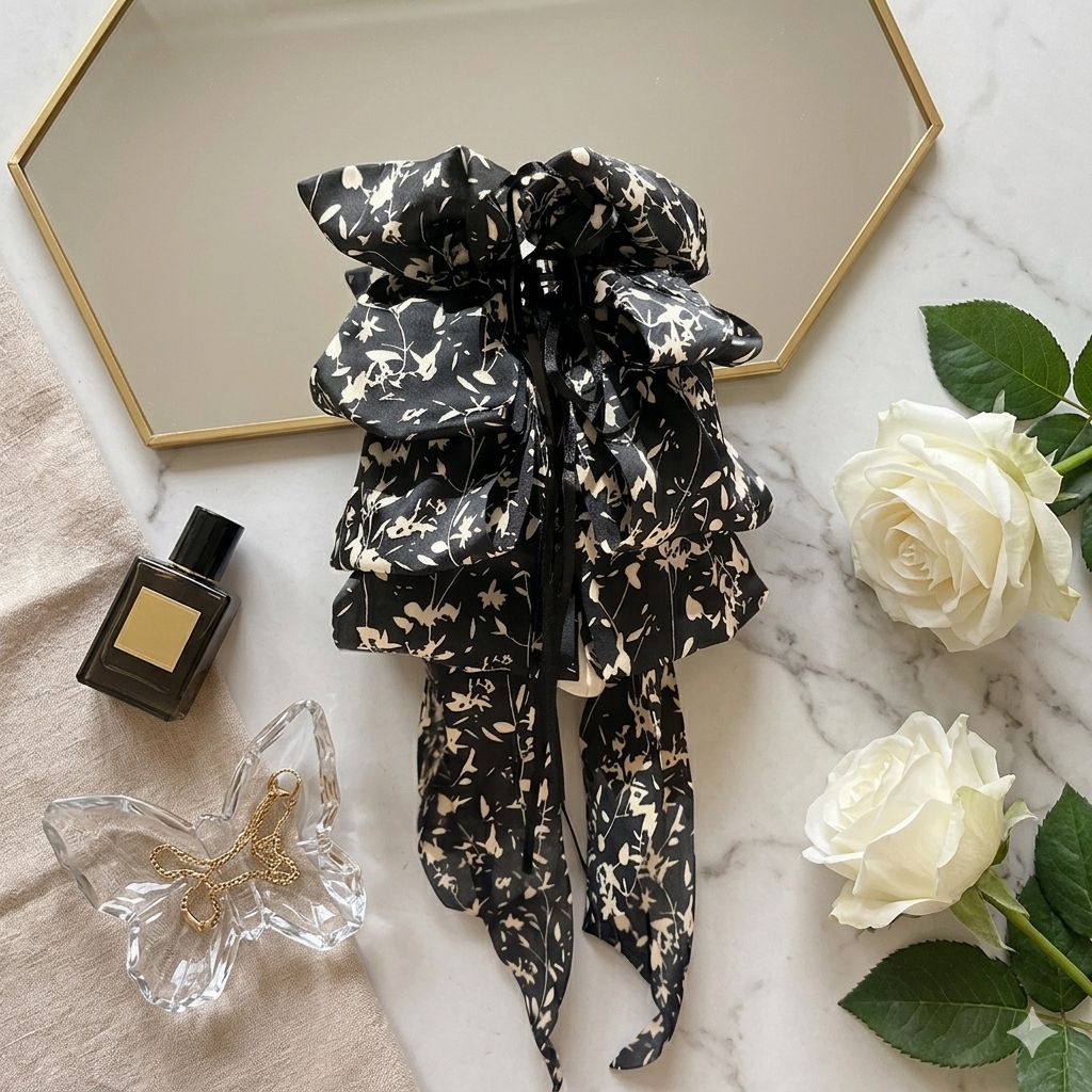 Midnight Floral Bowknot Claw