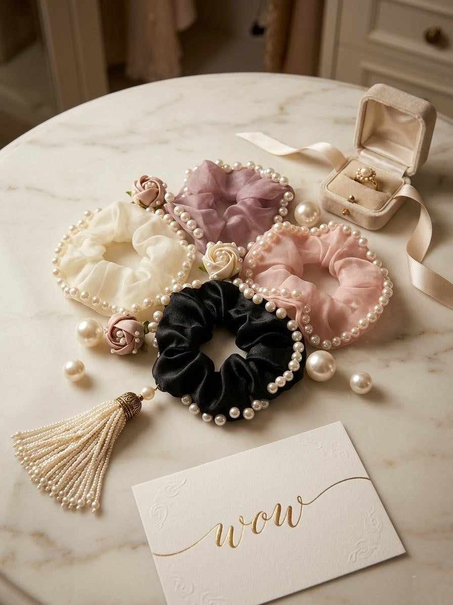 Pearl Serenity Scrunchie - Set Of 4