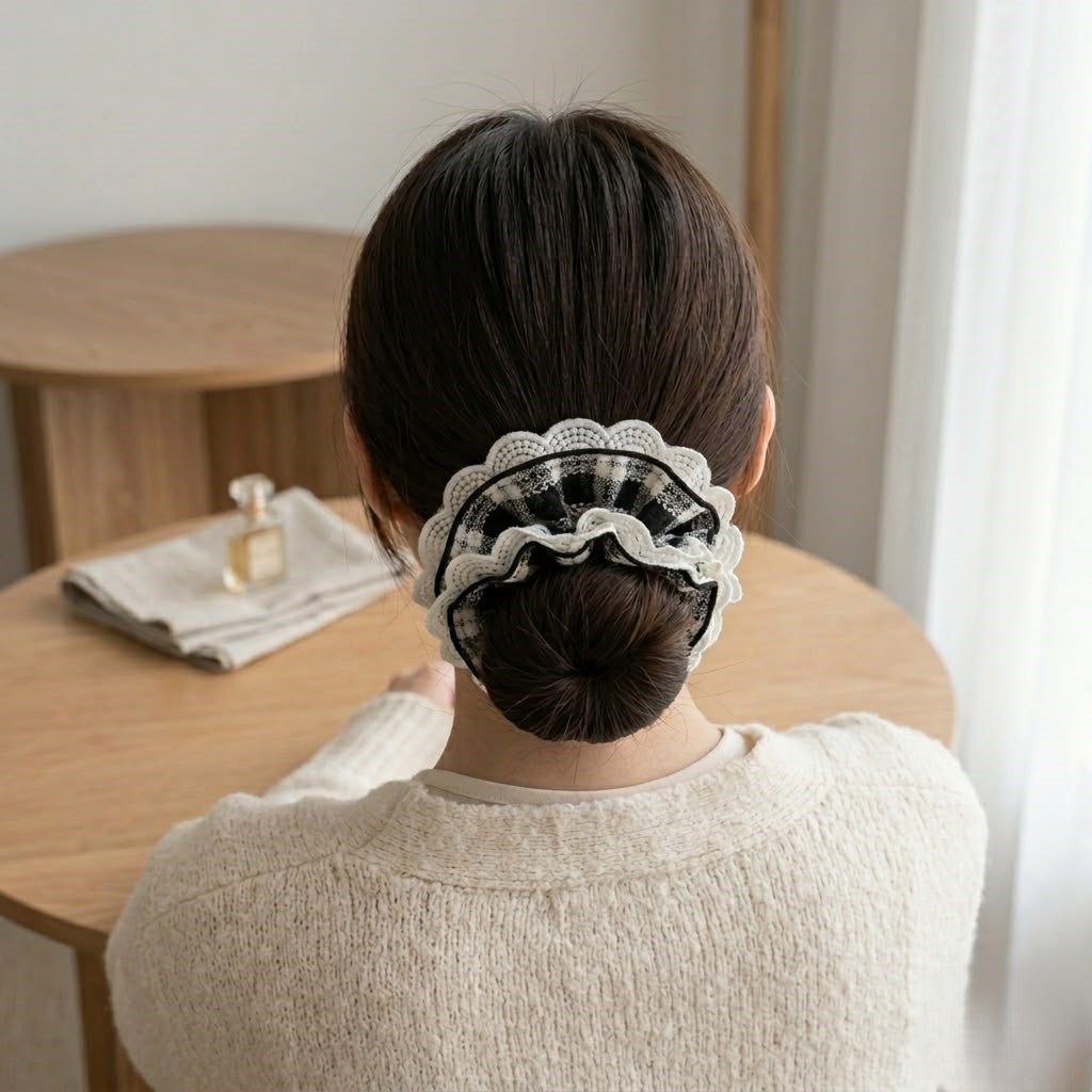 Autumn Mocha Lace Scrunchie