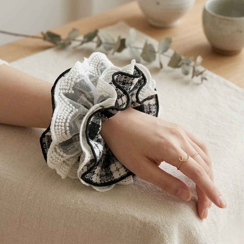 Autumn Mocha Lace Scrunchie