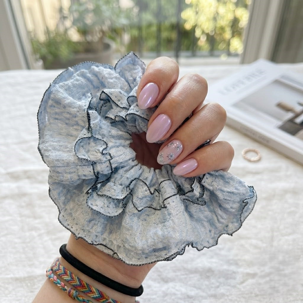 Blush Ruffle Scrunchie - Set Of 4