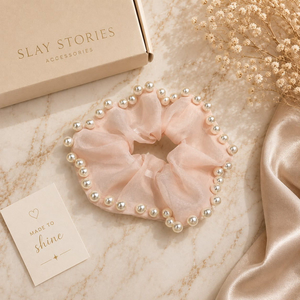Pearl Serenity Scrunchie - Set Of 4