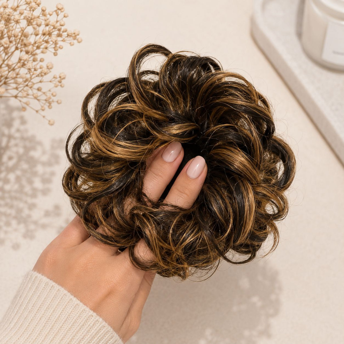 Human Hair Messy Scrunchie Golden Brown | 35gms