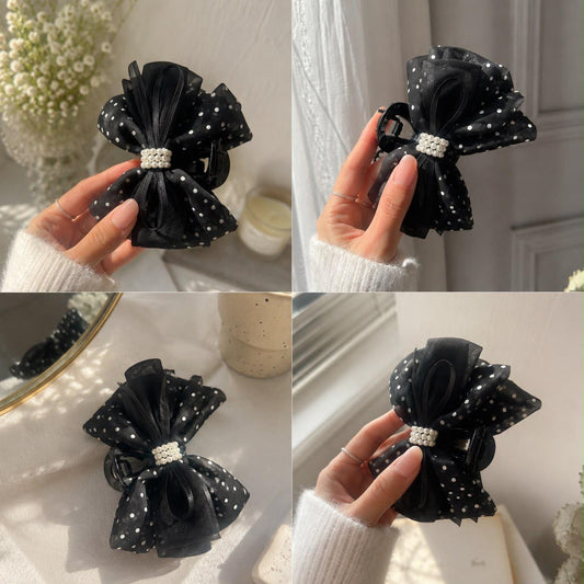 Moonlight Dot Bow Claw Clip