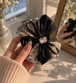 Crystal Night Bow Claw Clip