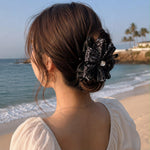 Crystal Night Bow Claw Clip