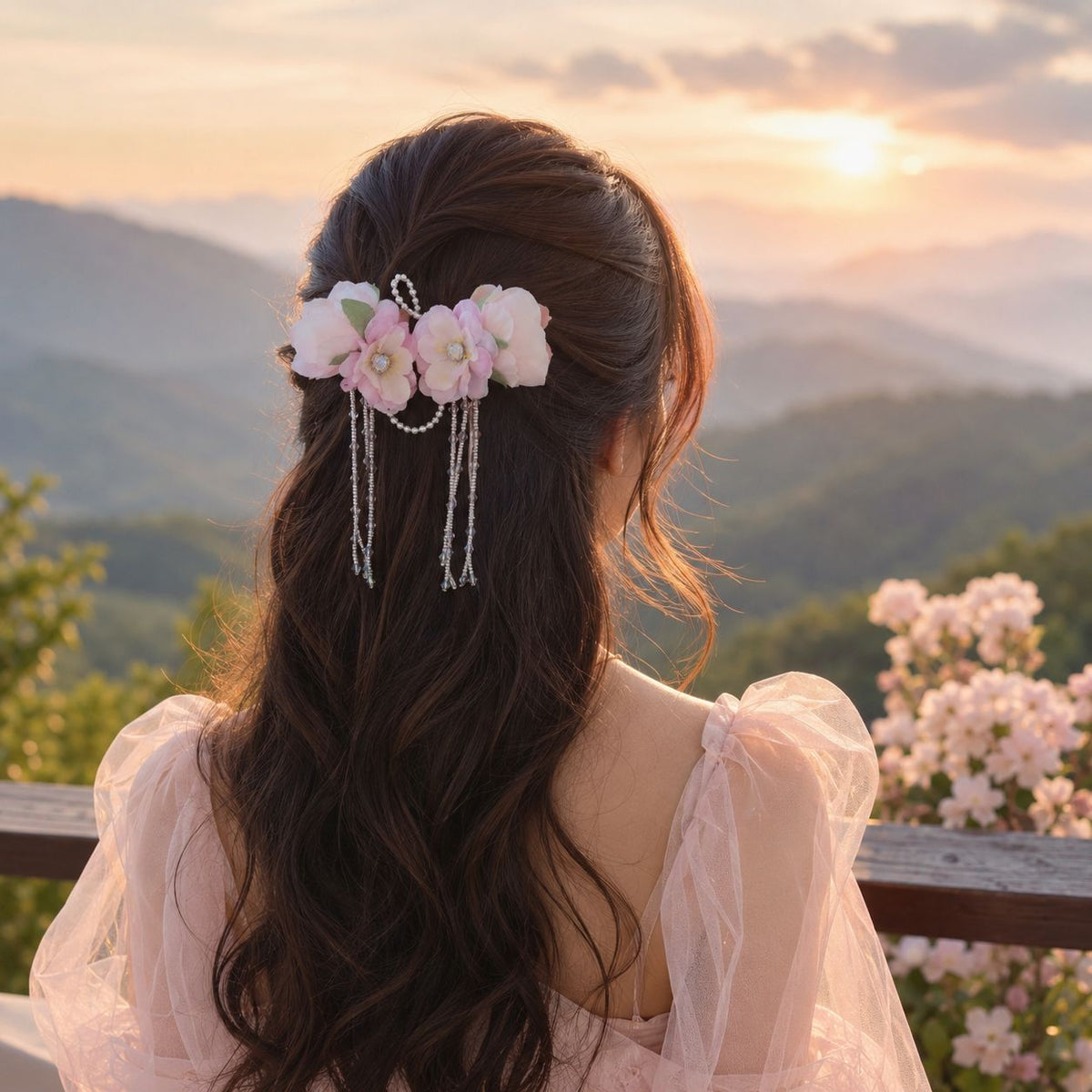 Sunset Bloom Cascade Hair Clip