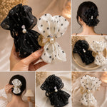 Moonlight Daisy Pearl Bow Claw Clip