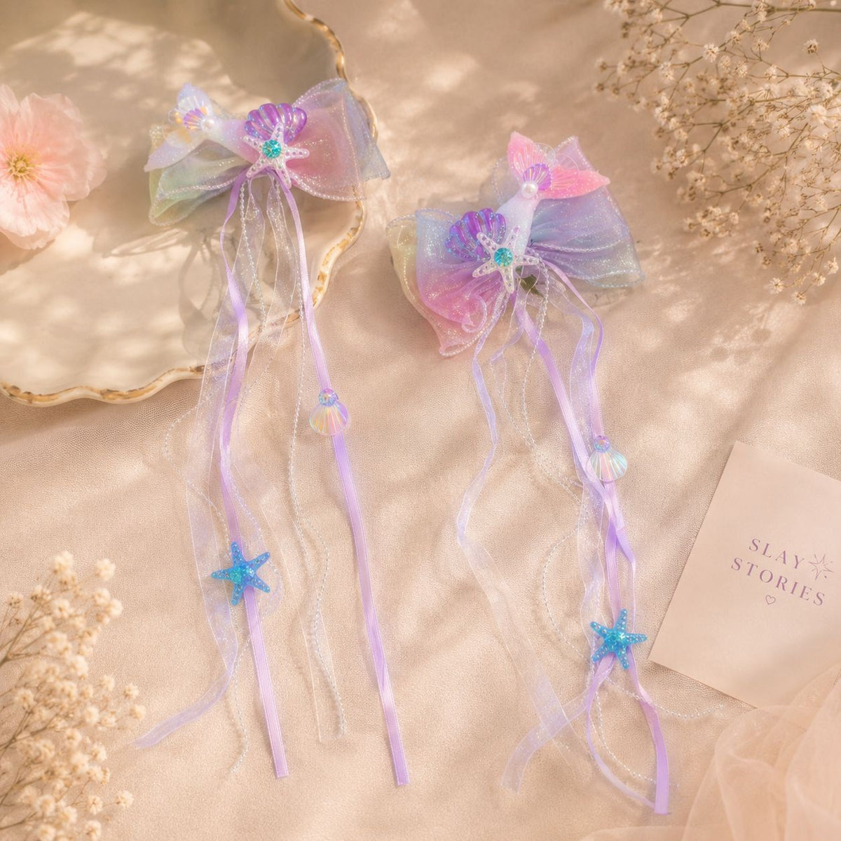 Ocean Dream Bow Hair Clips | Pink
