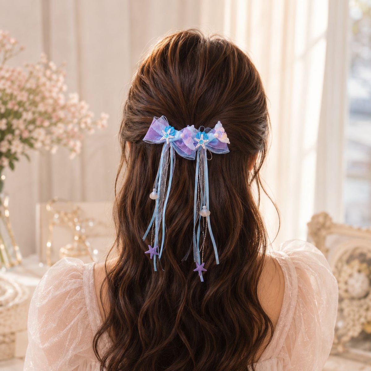 Ocean Dream Bow Hair Clips | Blue