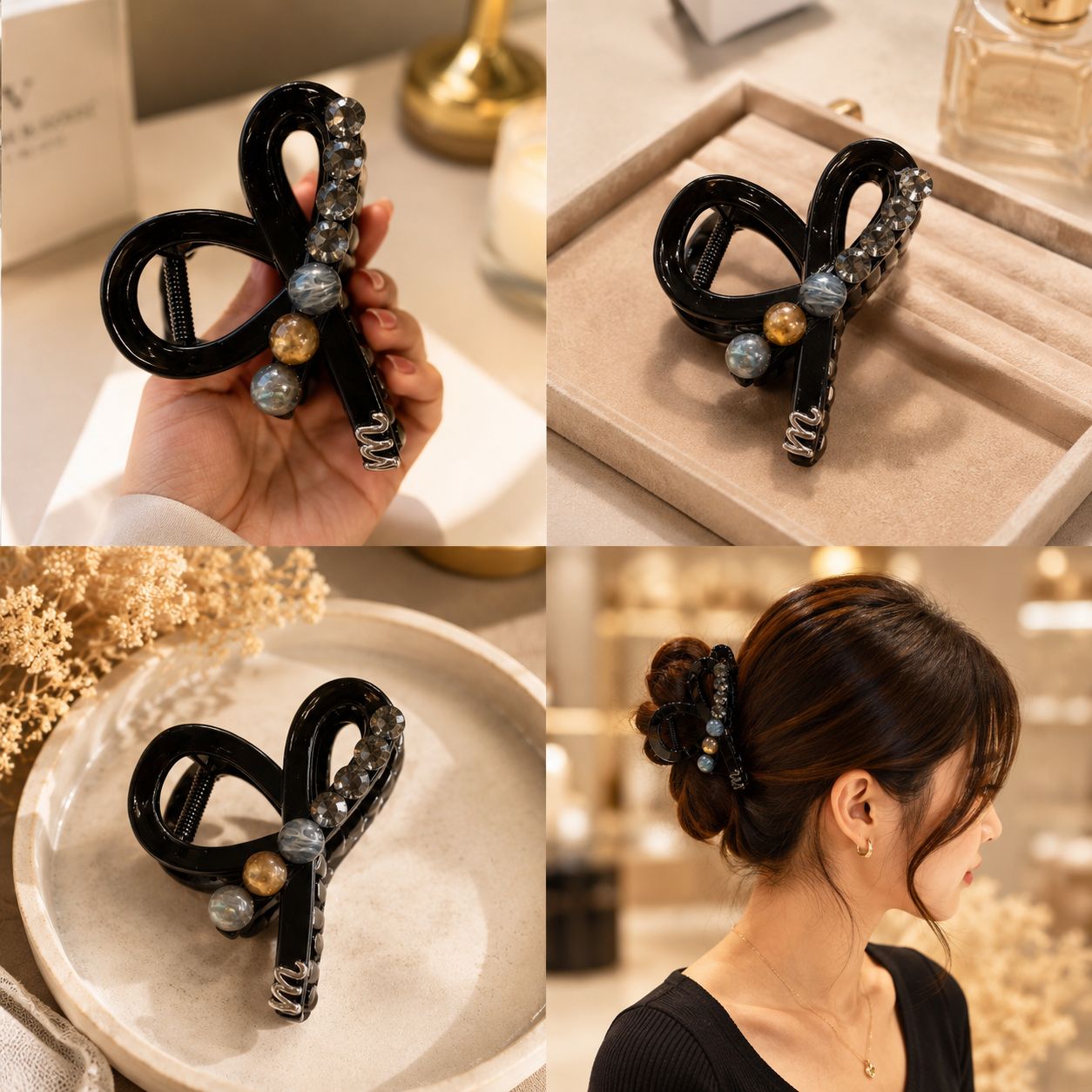 Midnight Marble Claw Clip