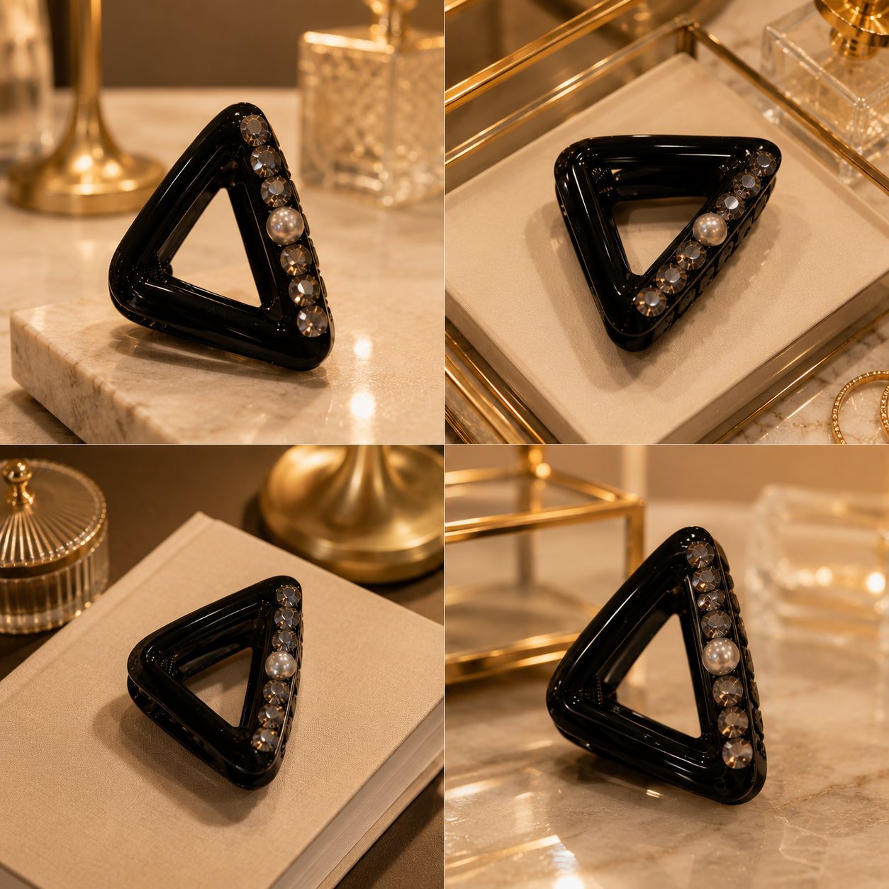 Midnight Pearl Triangle Claw Clip