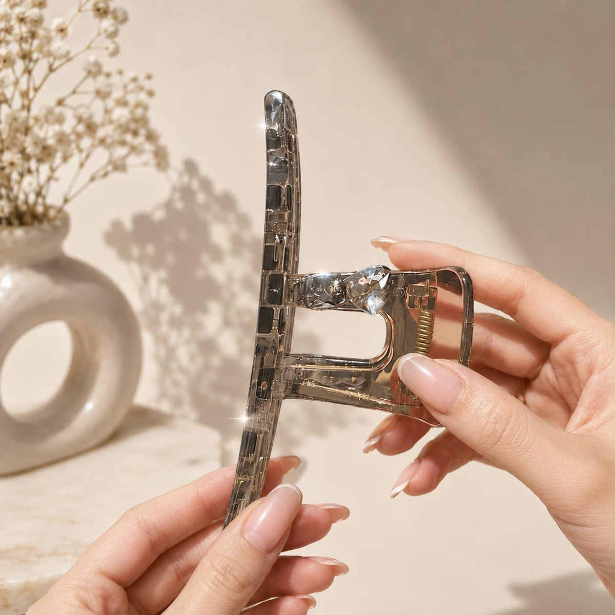 Crystal Luxe Smoky Claw Clip