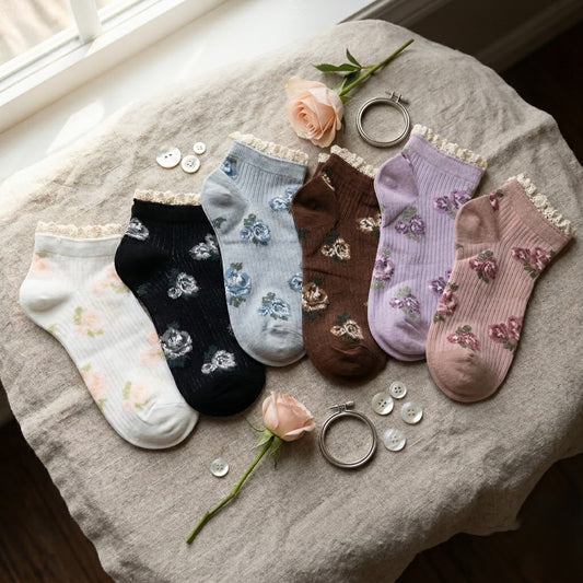 Rose Bloom Socks - Set Of 6