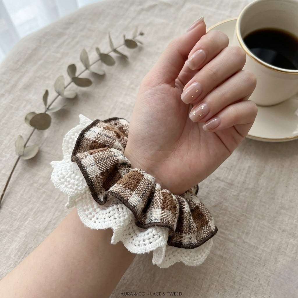 Autumn Mocha Lace Scrunchie