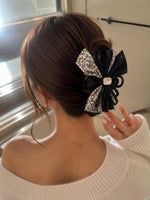 Crystal Night Bow Claw Clip