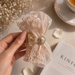 Ivory Pearl Bow Claw Clip