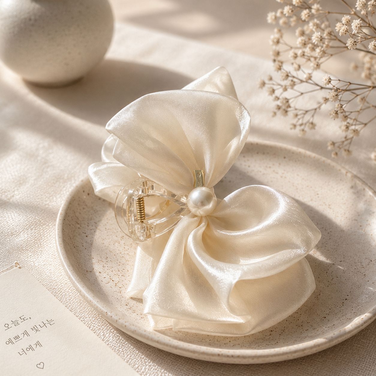 Midnight & Ivory Bow Claw Clip