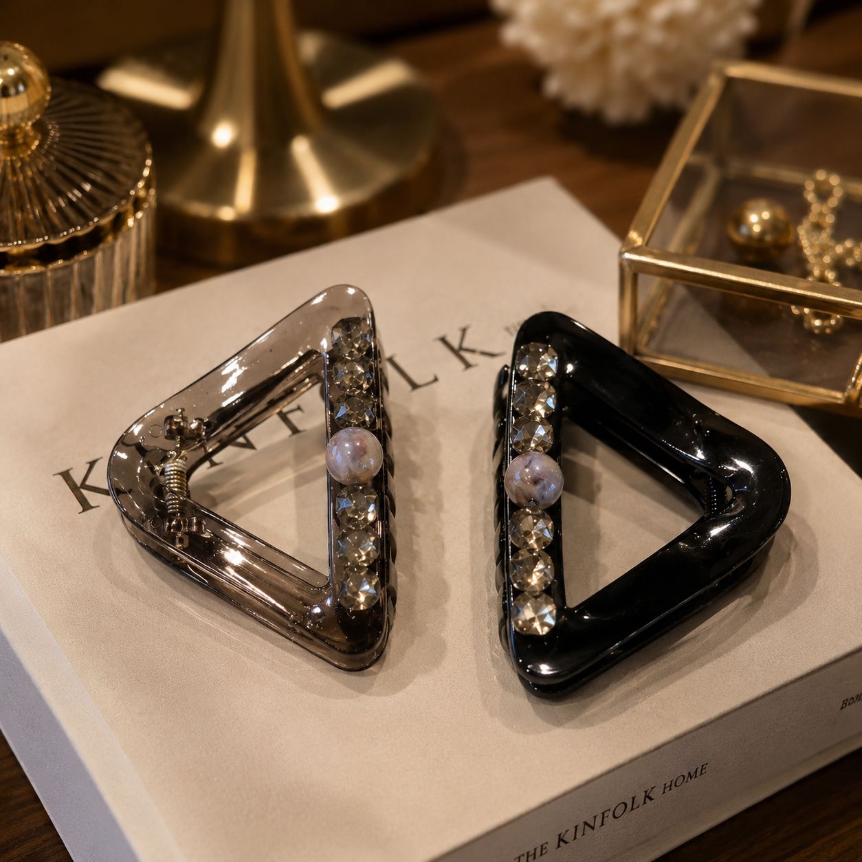 Midnight Pearl Triangle Claw Clip
