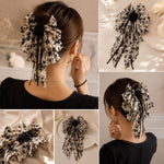 Midnight Floral Bowknot Claw