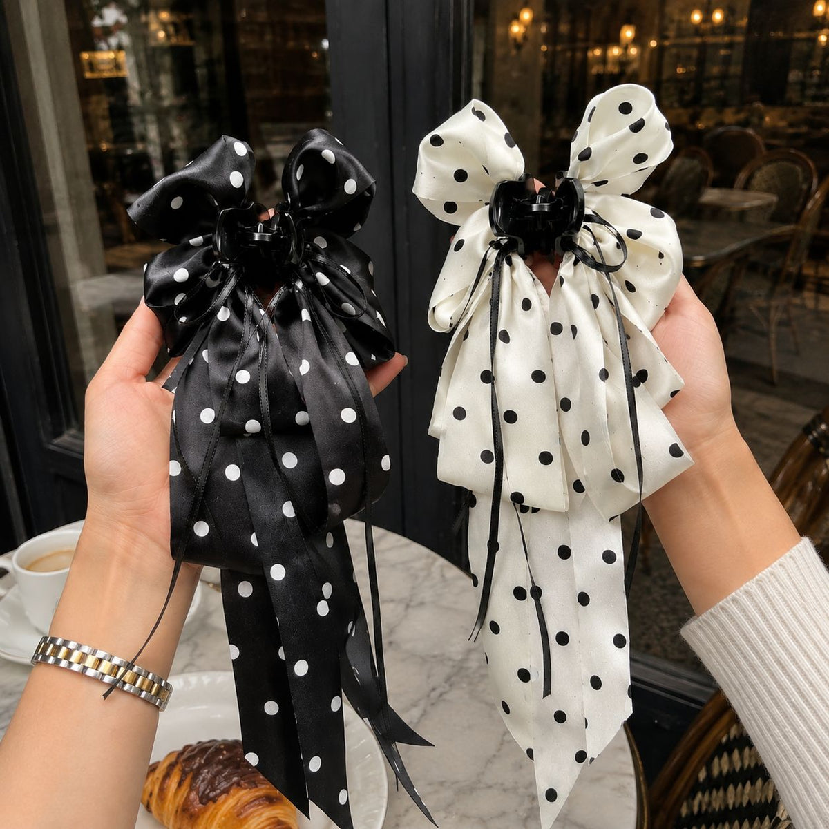 French Polka Dot Bow Claw