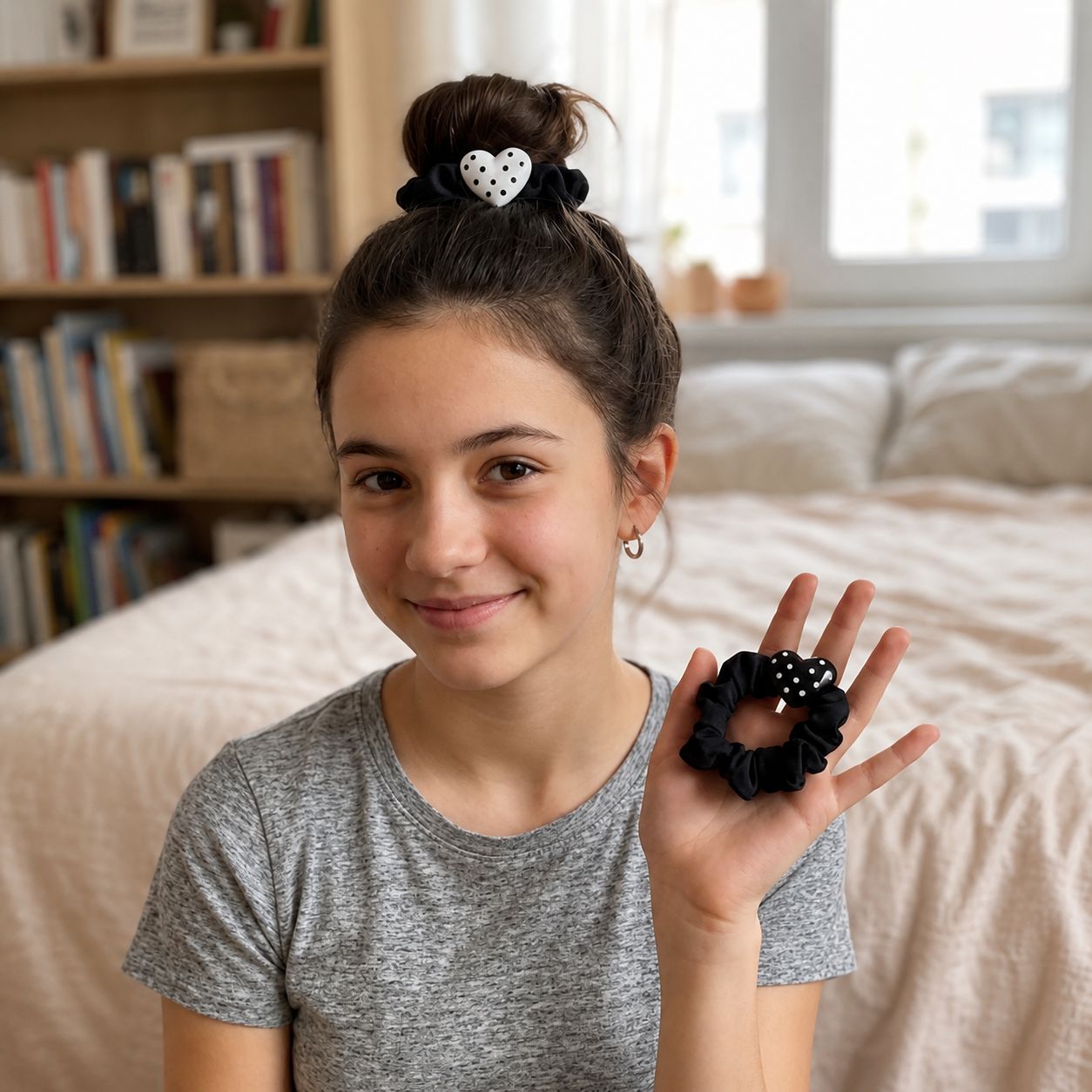 Polka-Dot Heart Hair Tie - Set Of 2