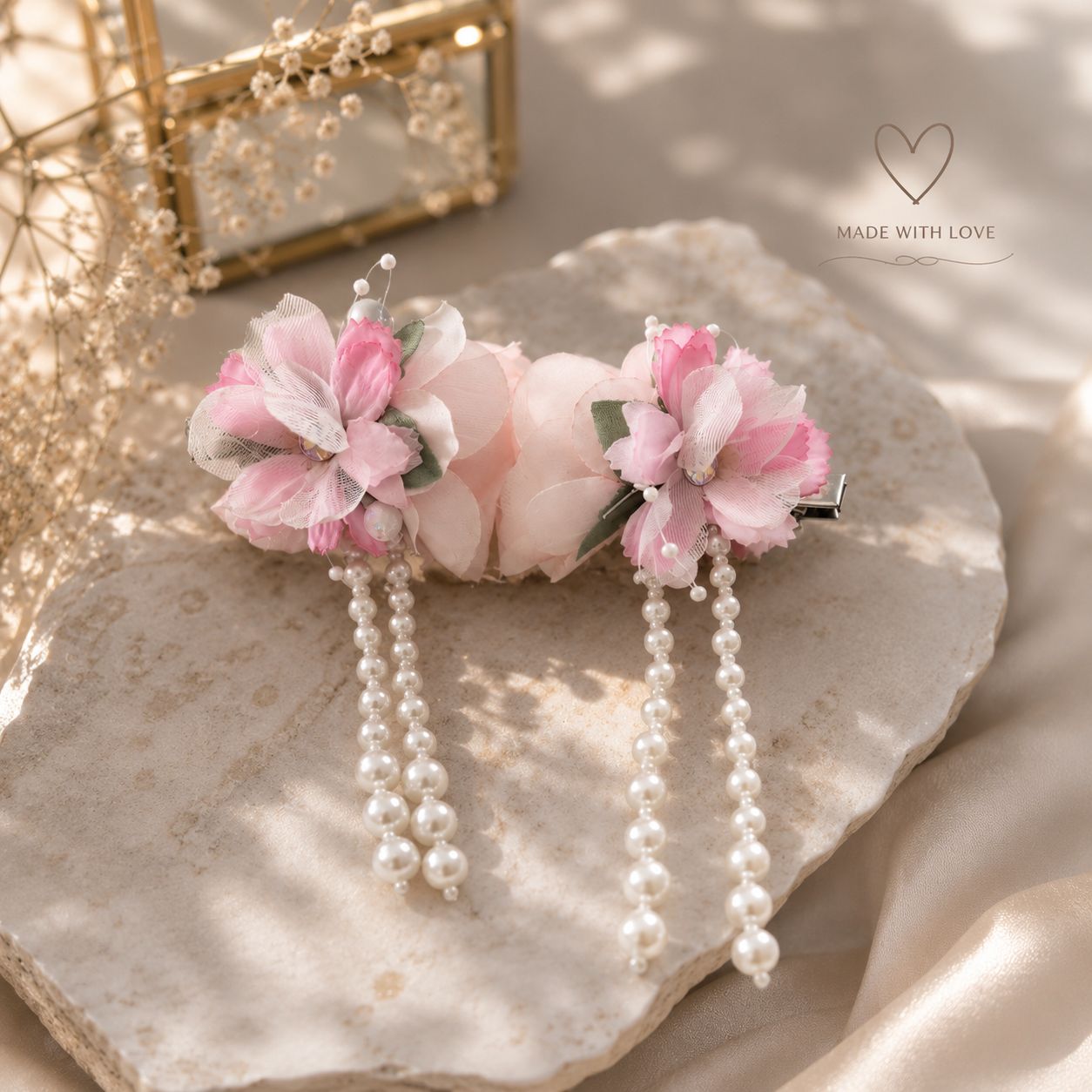 Pearl Blossom Cascade Hair Clip