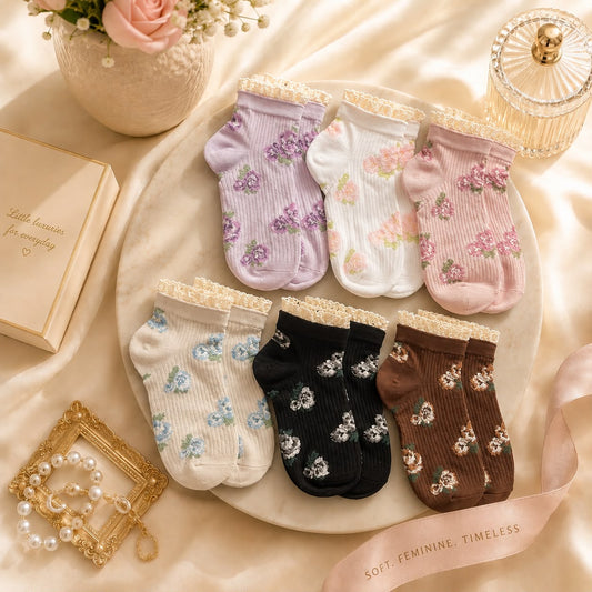 Rose Bloom Socks - Set Of 6